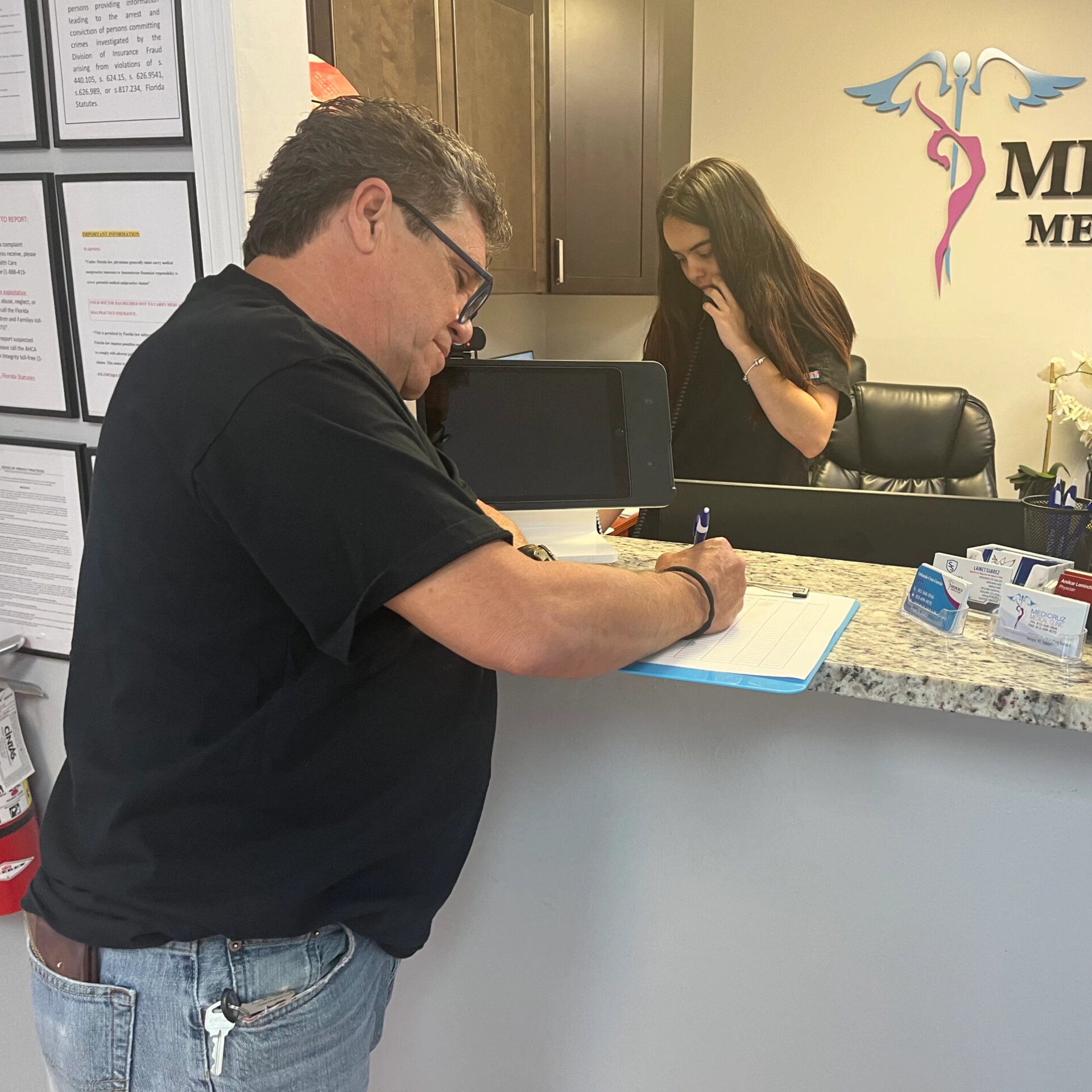 Male patient receiving a men’s health checkup at MediCruz Medical Clinic in Tampa, Florida.